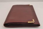 Authentic Cartier Must de Cartier Clutch Hand Bag Leather Bordeaux Red 6168J For Sale