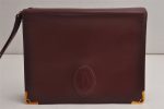 Authentic Cartier Must de Cartier Clutch Hand Bag Leather Bordeaux Red 0820K Cheap