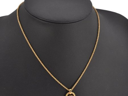 Authentic Christian Dior Gold Tone Chain Pendant Necklace CD 9928J Online now