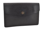 Authentic Louis Vuitton Epi Montaigne 27 Clutch Hand Bag Black M52652 LV 6231J Fashion