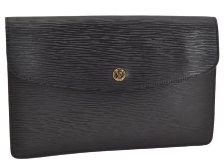 Authentic Louis Vuitton Epi Montaigne 27 Clutch Hand Bag Black M52652 LV 6231J Fashion