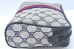 Authentic GUCCI Sherry Line Clutch Hand Bag Purse GG PVC Leather Navy Blue K9877 Cheap