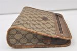 Authentic GUCCI Vintage Clutch Hand Bag Purse GG PVC Leather Brown 0111K Sale