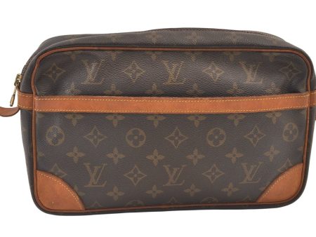 Authentic Louis Vuitton Monogram Compiegne 28 Clutch Hand Bag M51845 LV 9583J For Sale