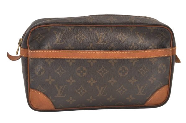 Authentic Louis Vuitton Monogram Compiegne 28 Clutch Hand Bag M51845 LV 9583J For Sale