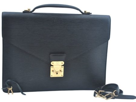 Auth Louis Vuitton Epi Porte Documents Bandouliere Briefcase M54462 Black 5996I For Discount