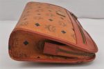 Authentic MCM Vintage Visetos Leather Clutch Hand Bag Purse Brown 9336J on Sale