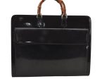 Authentic GUCCI Bamboo 2Way Shoulder Briefcase Business Bag Enamel Black 6407J For Cheap