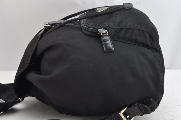 Authentic PRADA Vintage Nylon Leather Drawstring Backpack Black 1555K Online Hot Sale