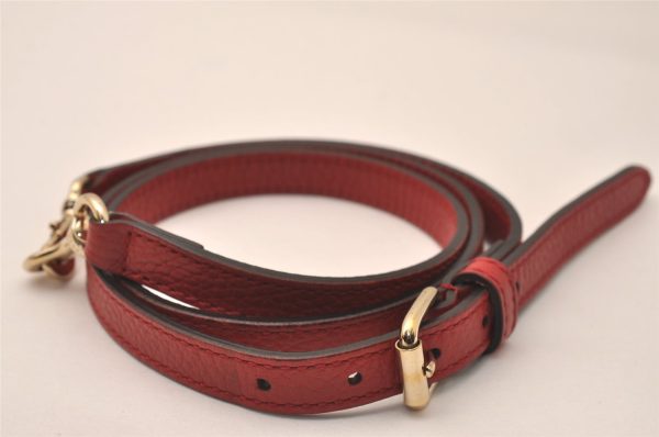 Authentic GUCCI Vintage Shoulder Strap Leather 39  Red 8106J on Sale