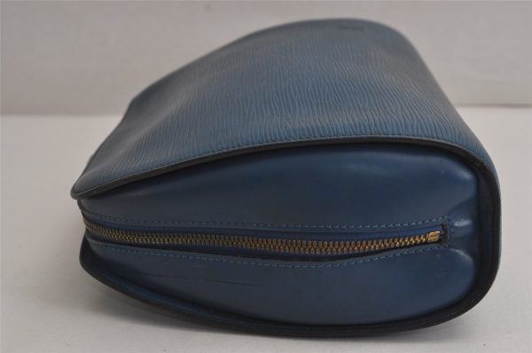 Authentic Louis Vuitton Epi Dauphine GM Cosmetic Pouch Blue M48435 Junk 7758J on Sale