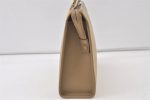 Authentic YVES SAINT LAURENT Clutch Hand Bag Purse PVC Leather Beige 0208K Hot on Sale