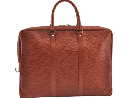 Authentic Louis Vuitton Epi Porte Documents Voyage Briefcase M54473 Brown 1135K Hot on Sale