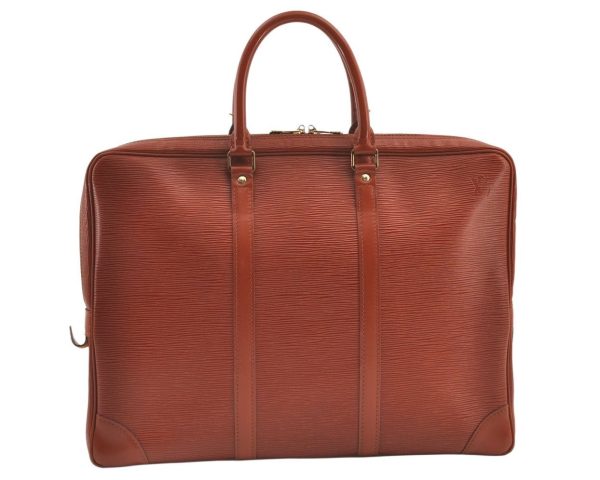 Authentic Louis Vuitton Epi Porte Documents Voyage Briefcase M54473 Brown 1135K Hot on Sale