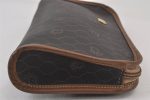 Authentic Christian Dior Honeycomb Clutch Hand Bag PVC Leather Black CD 0901K Online now