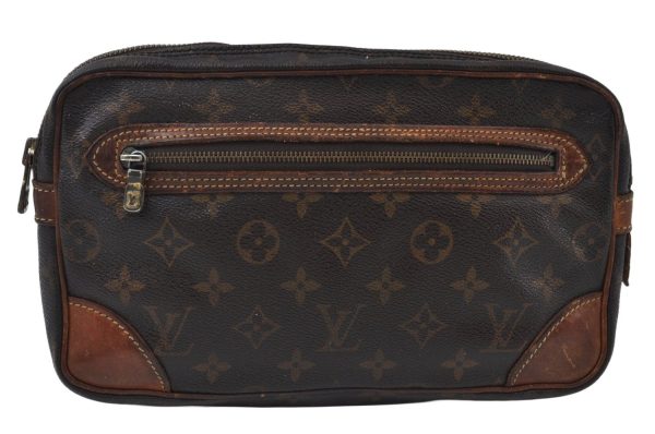 Auth Louis Vuitton Monogram Marly Dragonne GM M51825 Clutch Hand Bag Junk L0057 Supply