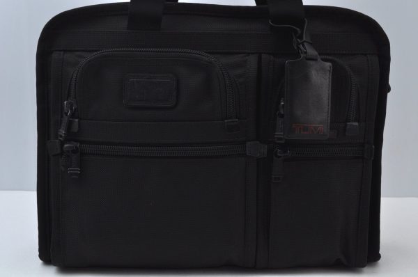 Authentic TUMI 2Way Shoulder Briefcase Business Bag Canvas Leather Black 6436J Hot on Sale