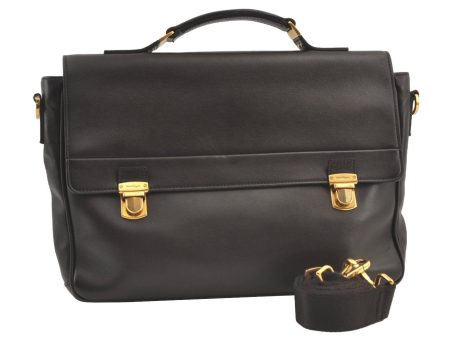 Authentic Salvatore Ferragamo Leather 2Way Briefcase Hand Bag Brown SF 8950J Hot on Sale