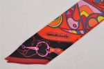 Authentic HERMES Twilly Scarf  Folklore  Silk Pink Oragne Box 9671J Online