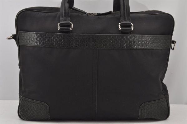 Authentic COACH Signature 2Way Briefcase Business Bag Nylon Leather Black 8374J Discount