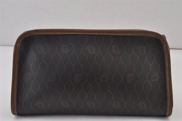 Authentic Christian Dior Honeycomb Clutch Hand Bag PVC Leather Black CD 0901K Online now