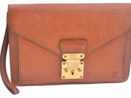 Auth Louis Vuitton Epi Pochette Sellier Dragonne Clutch Bag M52618 Brown L0005 Online now