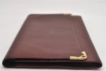 Authentic Cartier Must de Cartier Clutch Bag Leather Bordeaux Red Box 0200K Supply