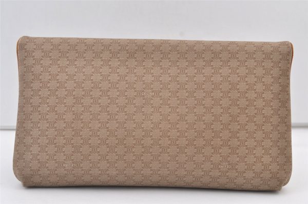 Authentic CELINE Macadam Blason Pattern Clutch Hand Bag PVC Leather Beige 9543J For Sale