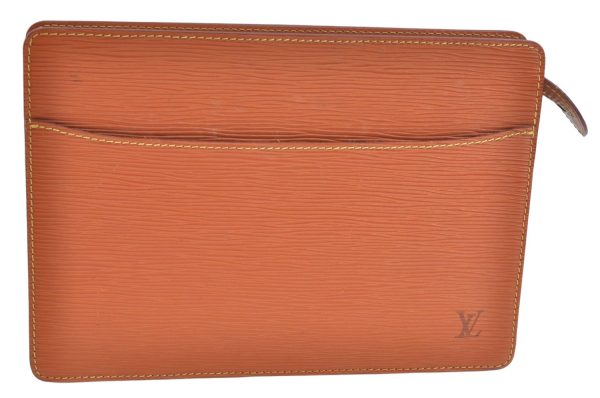 Authentic Louis Vuitton Epi Pochette Homme Clutch Hand Bag Brown M52528 LV K9701 Supply