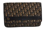 Authentic Christian Dior Trotter Clutch Hand Bag Purse Canvas Leather Blue 0351K on Sale