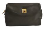 Authentic CELINE Vintage Clutch Hand Bag Purse Leather Khaki Green 7793J Supply