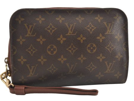 Authentic Louis Vuitton Monogram Orsay Clutch Hand Bag Purse M51790 LV 9160J on Sale