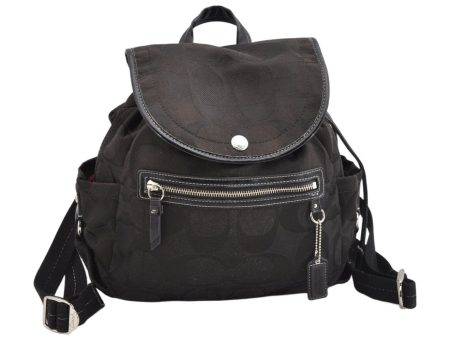 Authentic COACH Signature Drawstring Backpack Canvas Enamel F16548 Black 1161K on Sale