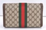 Authentic GUCCI Web Sherry Line Clutch Hand Bag Purse GG PVC Leather Brown 9357J Fashion