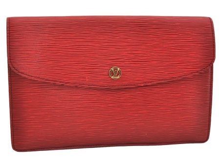 Authentic Louis Vuitton Epi Montaigne 27 Clutch Hand Bag Red M52657 LV 6373J Online now