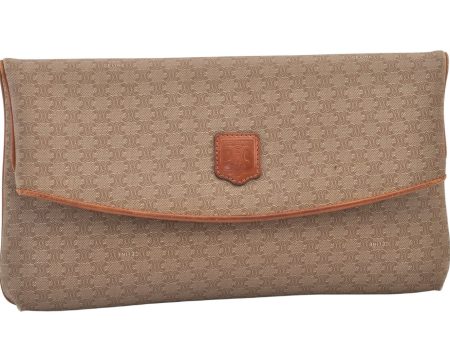 Authentic CELINE Macadam Blason Pattern Clutch Hand Bag PVC Leather Beige 9543J For Sale