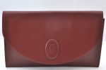 Authentic Cartier Must de Cartier Clutch Bag Leather Bordeaux Red K9596 Online Hot Sale