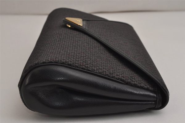 Authentic YVES SAINT LAURENT Clutch Hand Bag Purse PVC Leather Gray 0207K For Discount