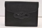 Authentic YVES SAINT LAURENT Vintage Clutch Hand Bag Purse Leather Black 8981J Discount