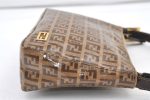 Authentic FENDI Vintage Zucchino Hand Bag Pouch Purse PVC Leather Brown 0676K For Sale