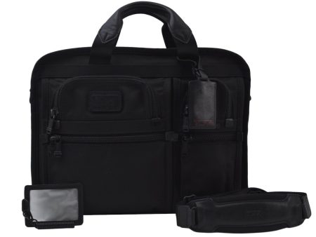 Authentic TUMI 2Way Shoulder Briefcase Business Bag Canvas Leather Black 6436J Hot on Sale