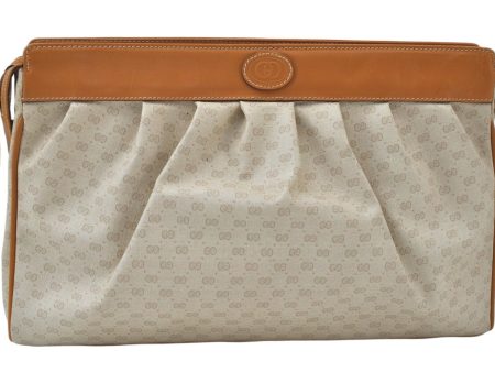 Authentic GUCCI Micro GG PVC Leather Clutch Hand Bag White L0001 Online now