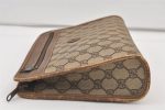 Authentic GUCCI Vintage Clutch Hand Bag Purse GG PVC Leather Brown 0111K Sale