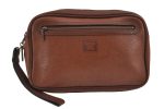 Authentic Burberrys Vintage Leather Clutch Hand Bag Purse Brown 9117J on Sale