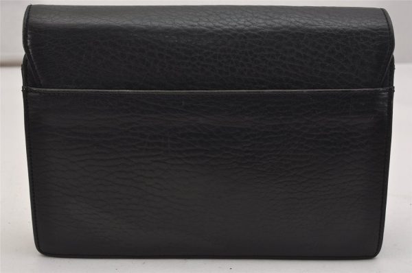 Authentic Burberrys Vintage Leather Clutch Hand Bag Purse Black 0915K Supply