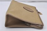 Authentic YVES SAINT LAURENT Clutch Hand Bag Purse PVC Leather Beige 1148K on Sale