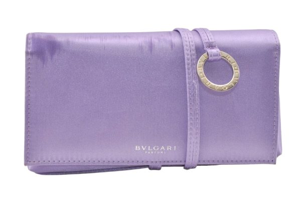 Authentic BVLGARI Vintage Clutch Hand Bag Pouch Purse Polyester Purple 0209K Online Sale