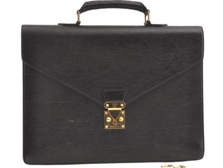 Authentic Louis Vuitton Epi Porte Documents Voyage Briefcase M59162 Black 9098J Online Hot Sale