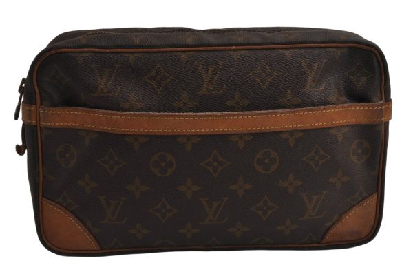 Authentic Louis Vuitton Monogram Compiegne 28 Clutch Hand Bag M51845 LV 0270K Hot on Sale