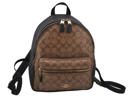 Authentic COACH Vintage Signature Backpack PVC Leather F32200 Brown 8023J Sale